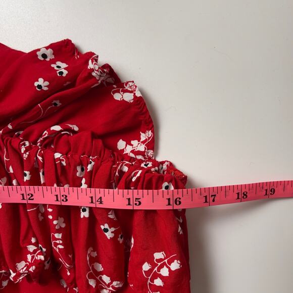 Free People Rue Stiic Westcott One Shoulder Midi Dress Floral Poppy Red Medium - Picture 11 of 12